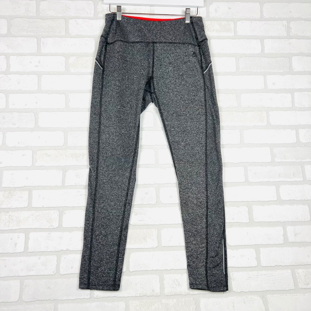 RBX Performance Space Dye Gray Running Leggings‎ Medium Zip Pocket Reflective